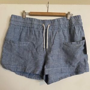 NWT Athleta Cabo Textured Linen Shorts in Chambray Blue